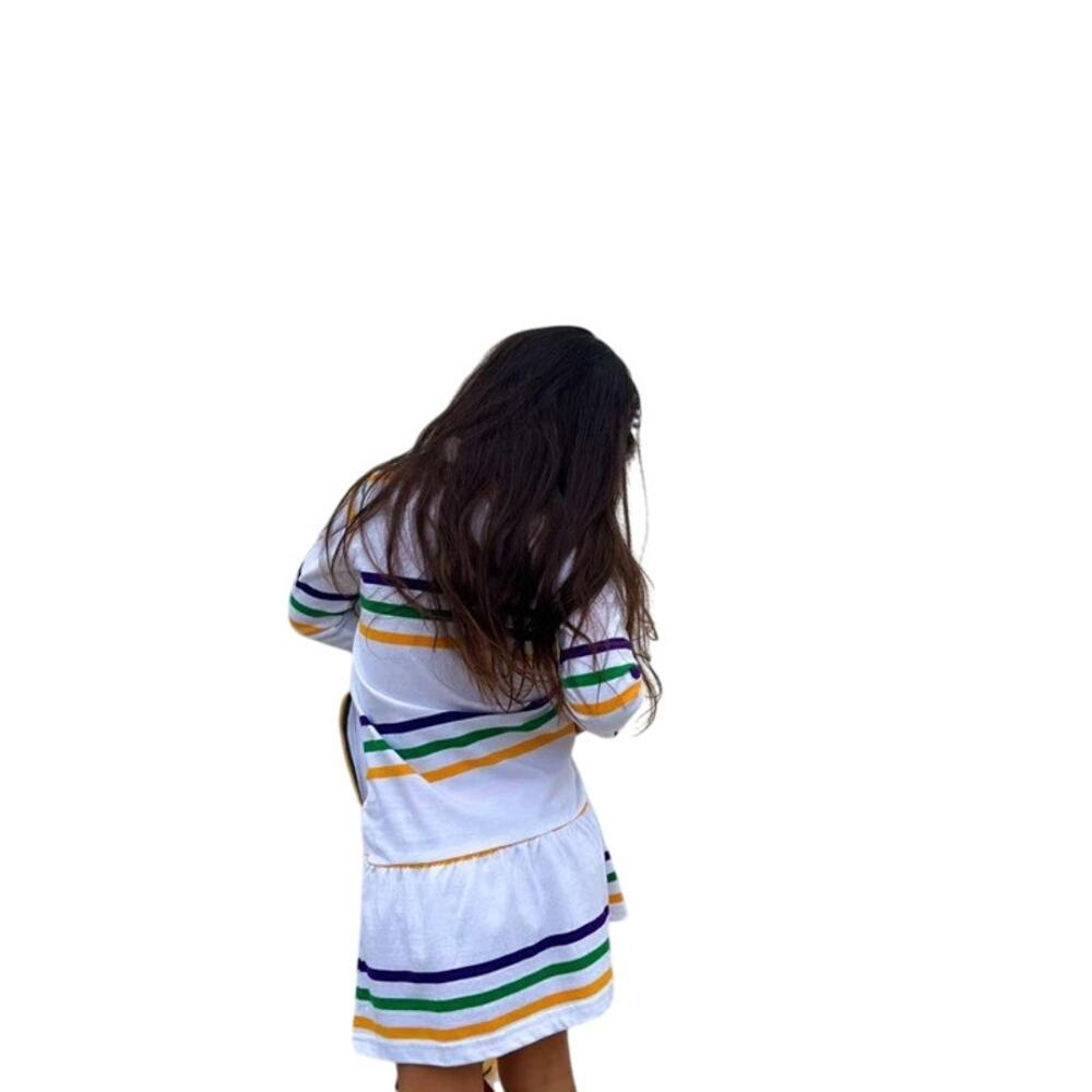 Mardi Gras Girls Dress With Purple, Green and Gold Stripes - Picture 5 of 5